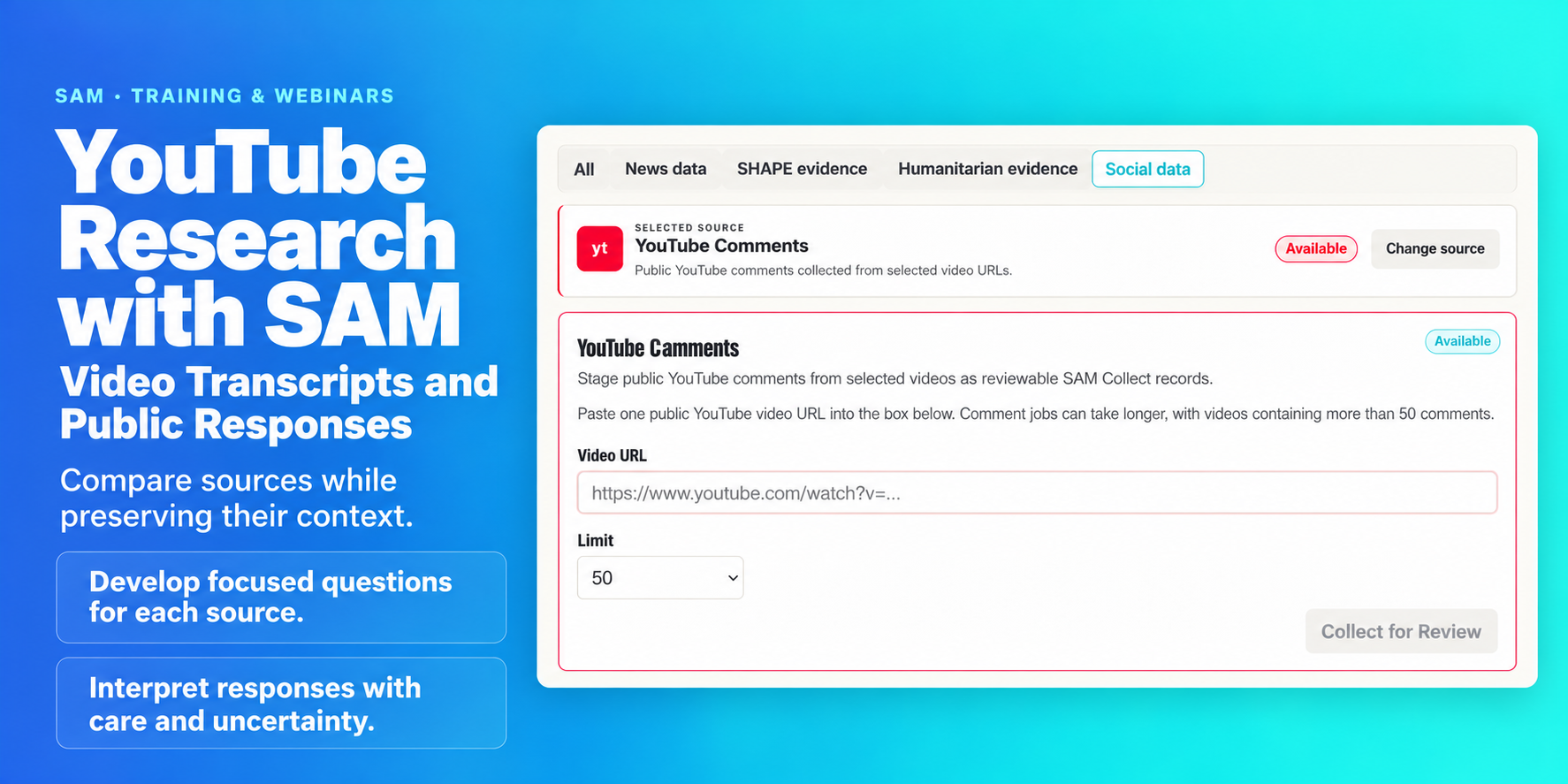 SAM training: youtube transcripts comments with source screenshots